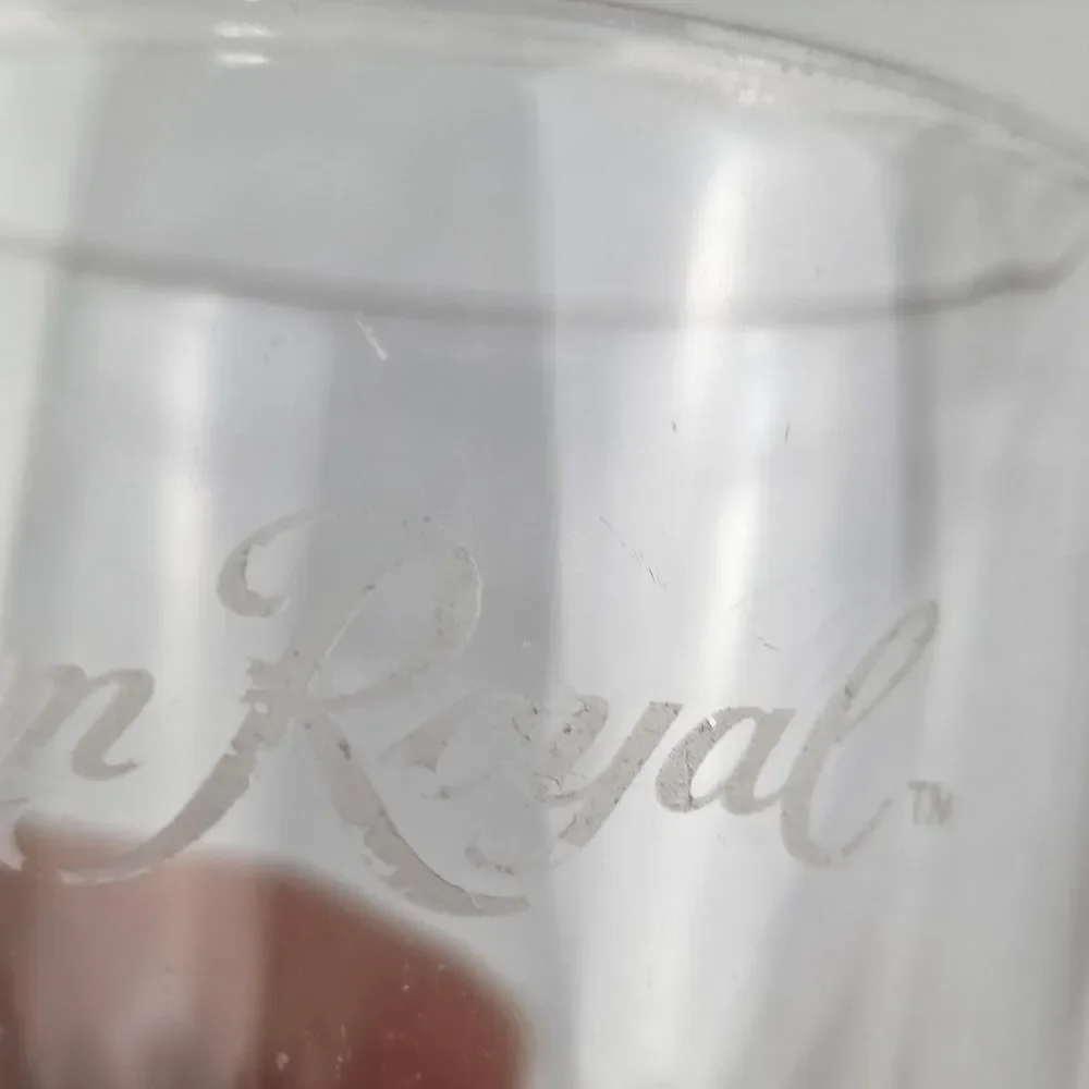 Set of 2 Crown Royal Whiskey Rocks Glasses Etched Logo Heavy Base Bar Tumblers